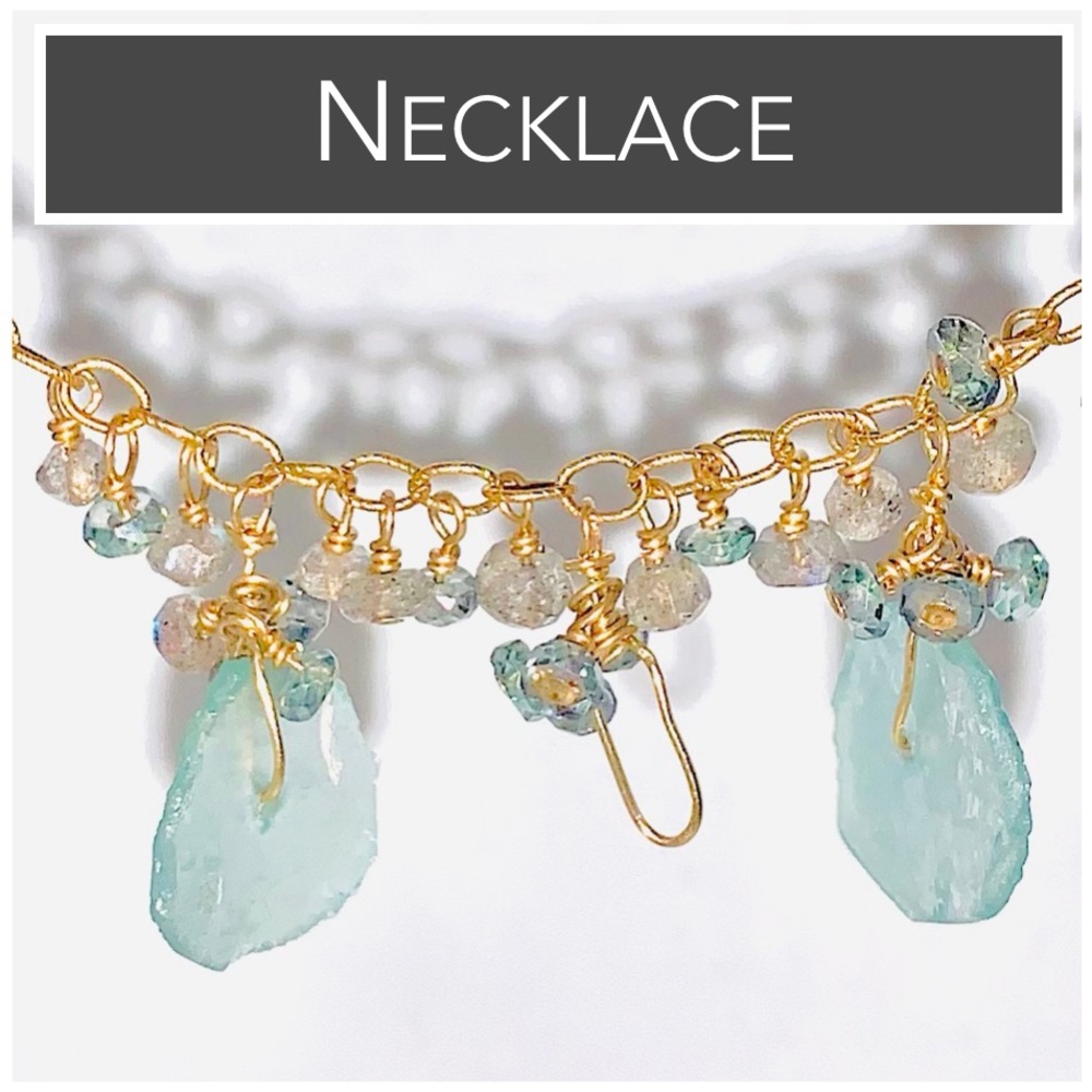 14K‎ GF Sea Glass & Labradorite Necklace (14K Gold-Filled)